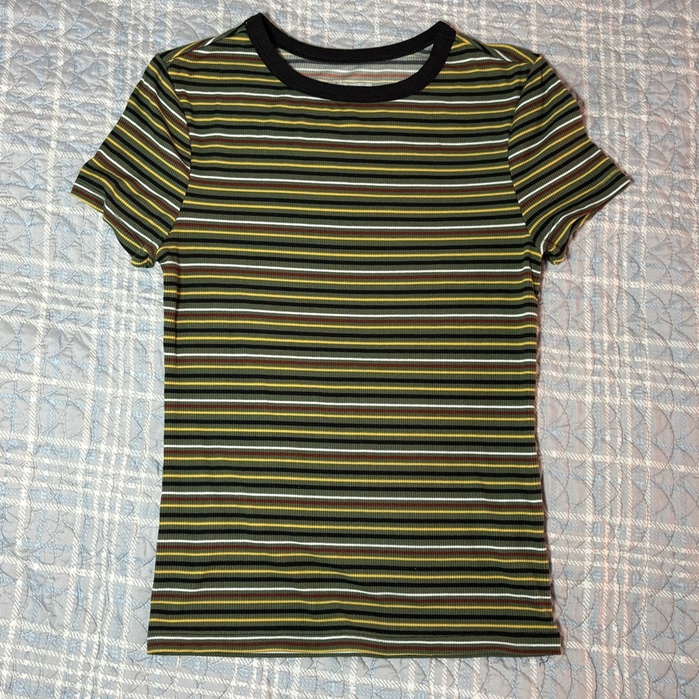 No Boundaries Striped Green and Black Blouse